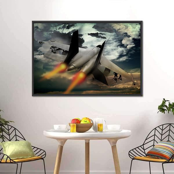 Flying Fighter Jet Canvas Wall Art-3 Horizontal-Gallery Wrap-25" x 16"-Tiaracle