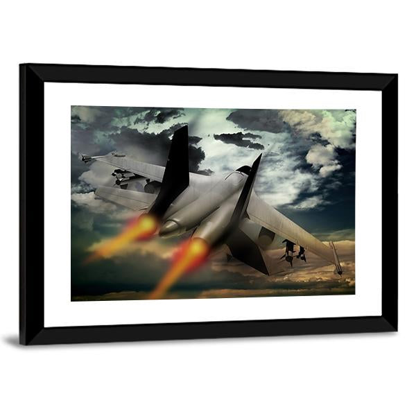 Flying Fighter Jet Canvas Wall Art-3 Horizontal-Gallery Wrap-25" x 16"-Tiaracle