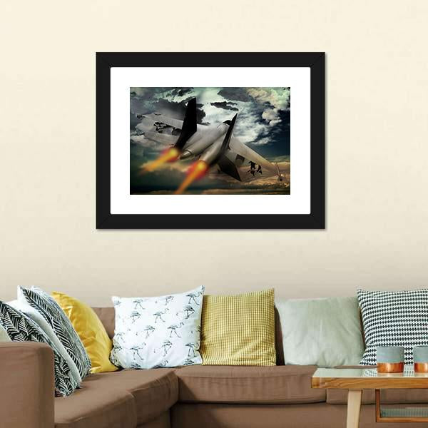 Flying Fighter Jet Canvas Wall Art-3 Horizontal-Gallery Wrap-25" x 16"-Tiaracle