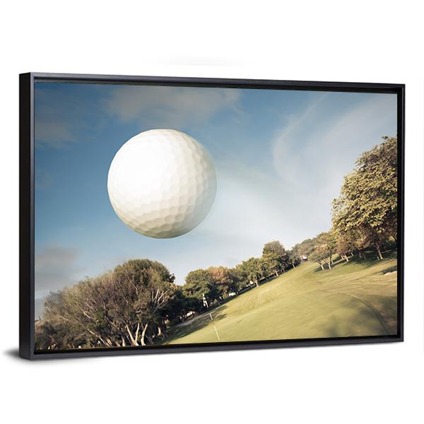 Flying Golf Ball Canvas Wall Art-3 Horizontal-Gallery Wrap-25" x 16"-Tiaracle