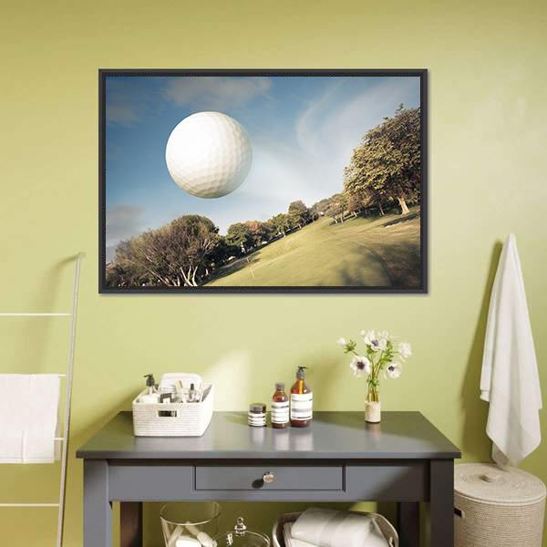 Flying Golf Ball Canvas Wall Art-1 Piece-Floating Frame-24" x 16"-Tiaracle