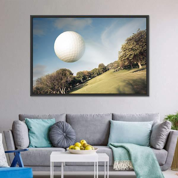 Flying Golf Ball Canvas Wall Art-3 Horizontal-Gallery Wrap-25" x 16"-Tiaracle