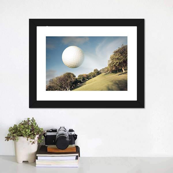 Flying Golf Ball Canvas Wall Art-1 Piece-Framed Print-20" x 16"-Tiaracle