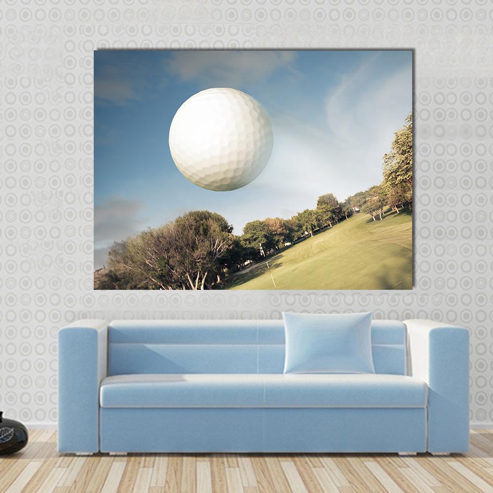 Flying Golf Ball Canvas Wall Art-1 Piece-Gallery Wrap-48" x 32"-Tiaracle