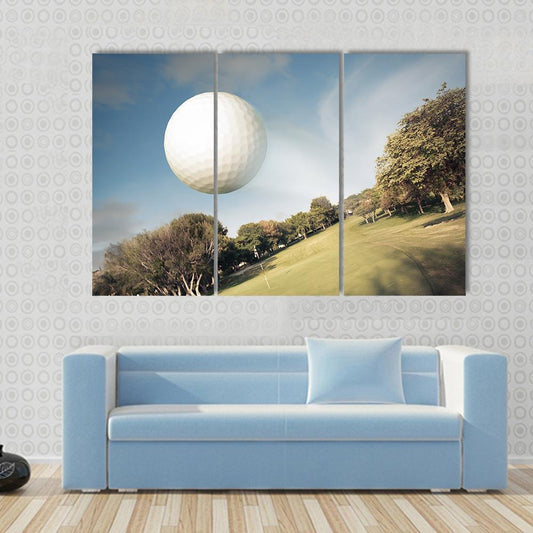 Flying Golf Ball Canvas Wall Art-3 Horizontal-Gallery Wrap-37" x 24"-Tiaracle