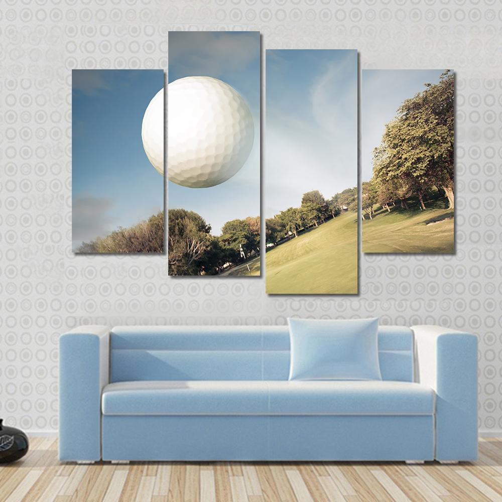 Flying Golf Ball Canvas Wall Art-4 Pop-Gallery Wrap-50" x 32"-Tiaracle