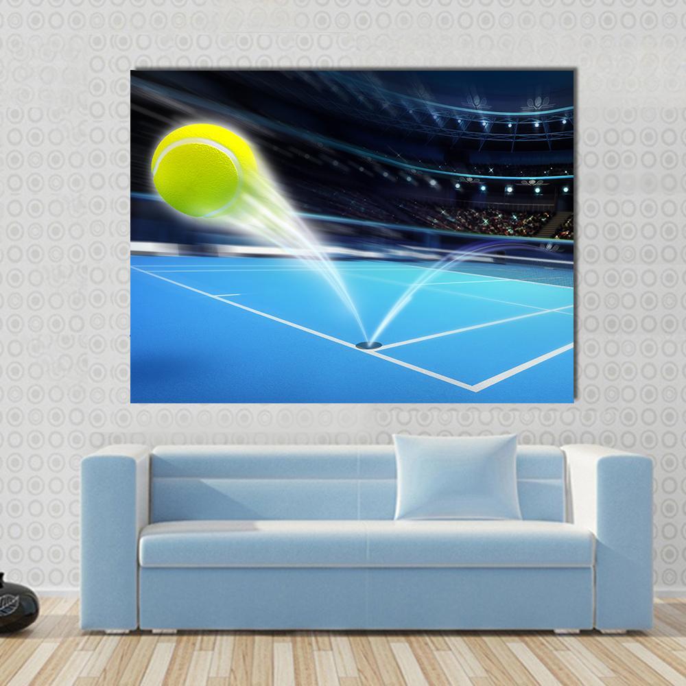 Flying Tennis Ball Canvas Wall Art-1 Piece-Gallery Wrap-48" x 32"-Tiaracle