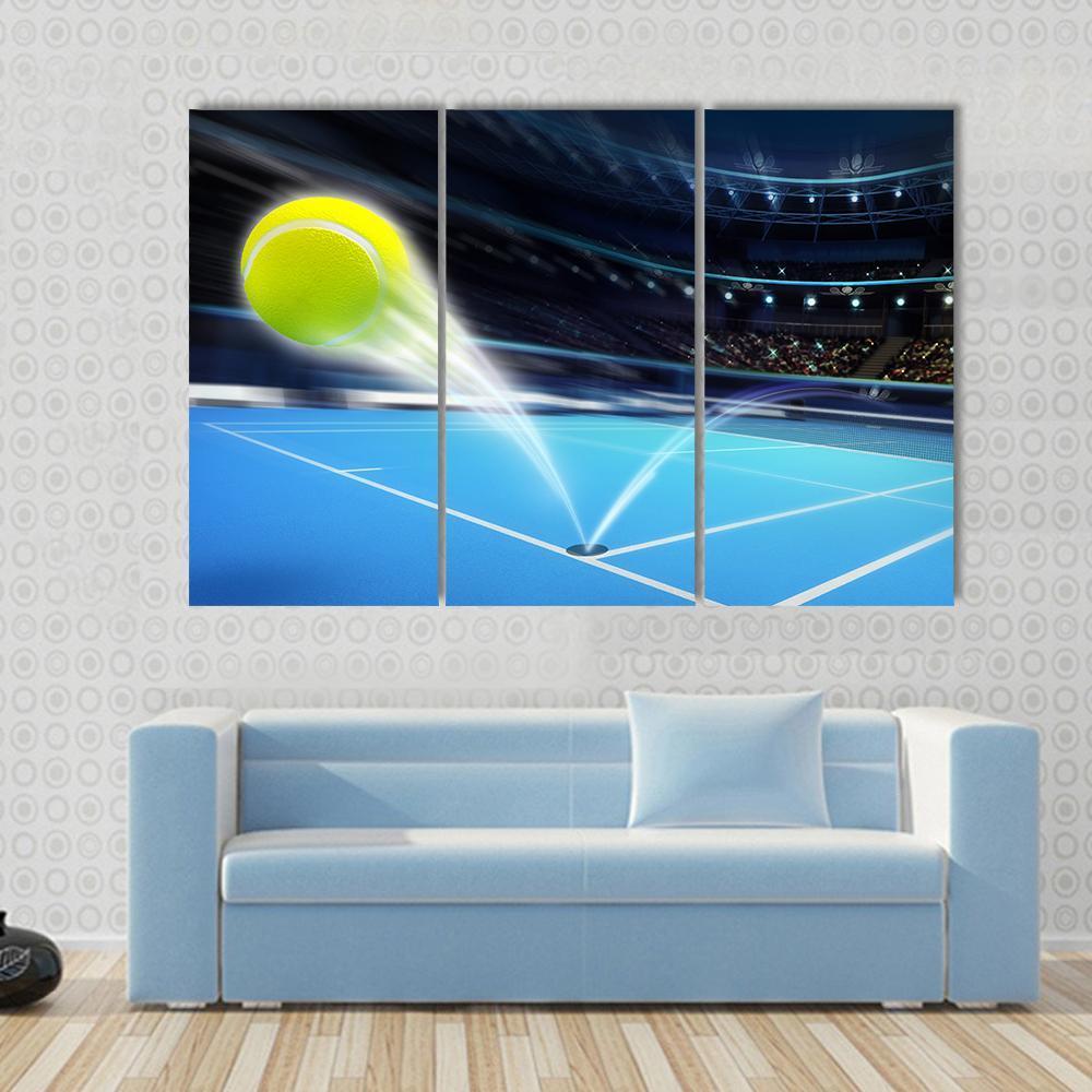 Flying Tennis Ball Canvas Wall Art-3 Horizontal-Gallery Wrap-37" x 24"-Tiaracle