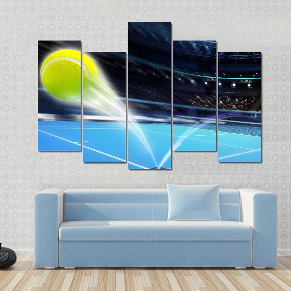 Flying Tennis Ball Canvas Wall Art-5 Pop-Gallery Wrap-47" x 32"-Tiaracle