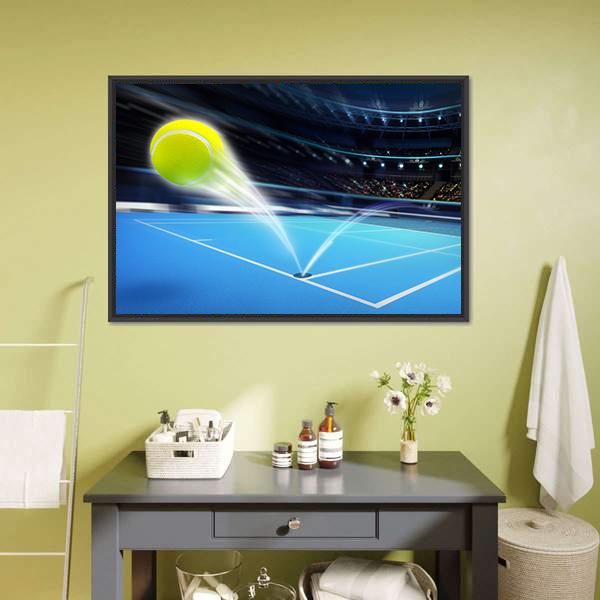 Flying Tennis Ball Canvas Wall Art-1 Piece-Floating Frame-24" x 16"-Tiaracle