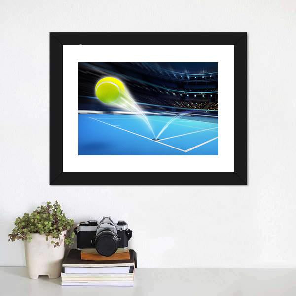 Flying Tennis Ball Canvas Wall Art-1 Piece-Framed Print-20" x 16"-Tiaracle