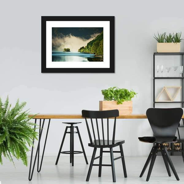 Fog On Lake Canvas Wall Art-3 Horizontal-Gallery Wrap-25" x 16"-Tiaracle