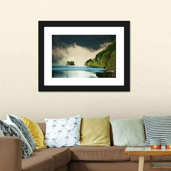 Fog On Lake Canvas Wall Art-3 Horizontal-Gallery Wrap-25" x 16"-Tiaracle