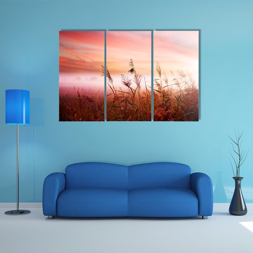 Foggy Landscape Canvas Wall Art-3 Horizontal-Gallery Wrap-37" x 24"-Tiaracle