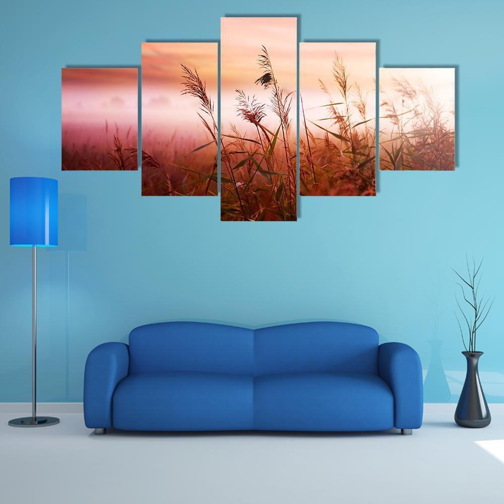 Foggy Landscape Canvas Wall Art-5 Star-Gallery Wrap-62" x 32"-Tiaracle