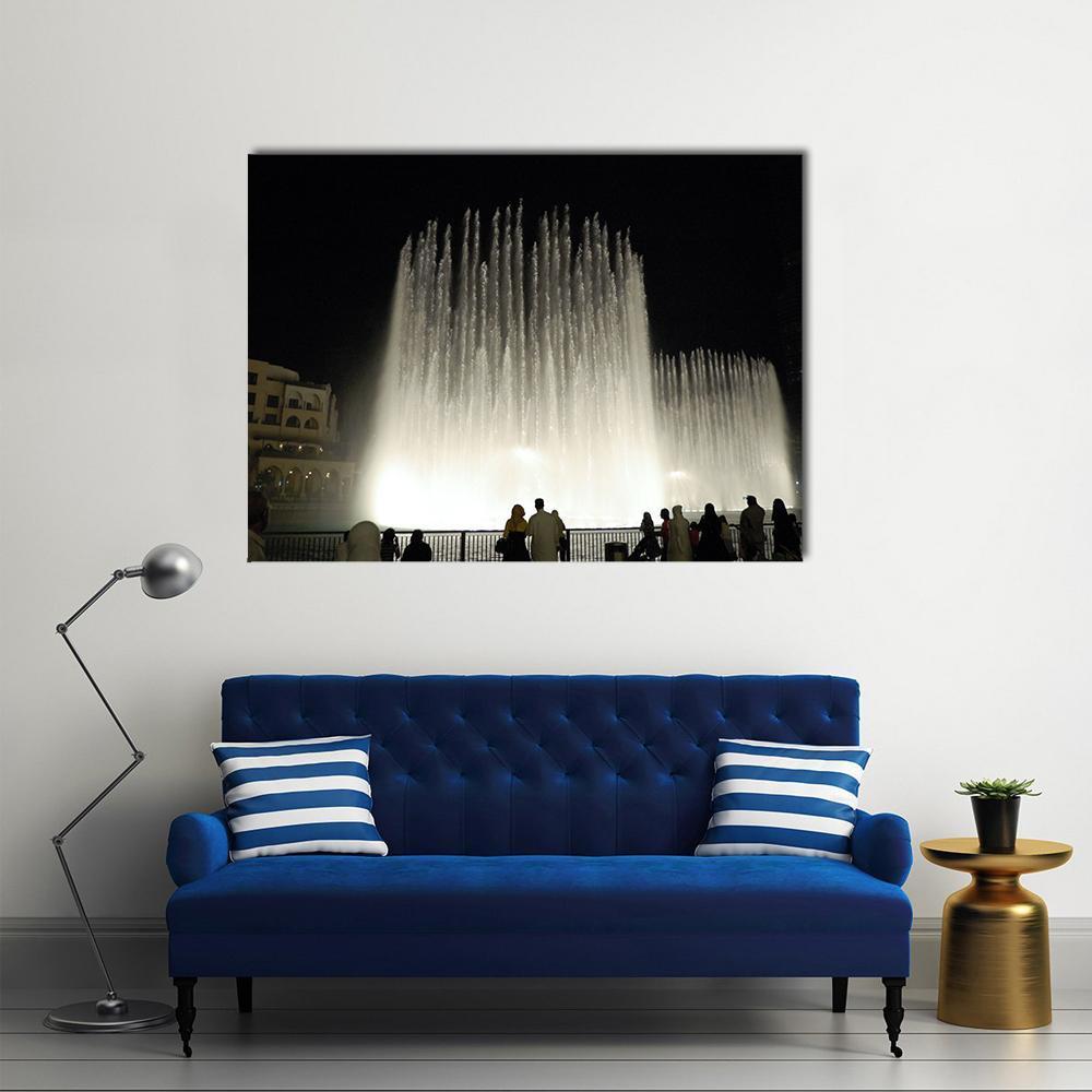 Fountains In Dubai Canvas Wall Art-1 Piece-Gallery Wrap-48" x 32"-Tiaracle