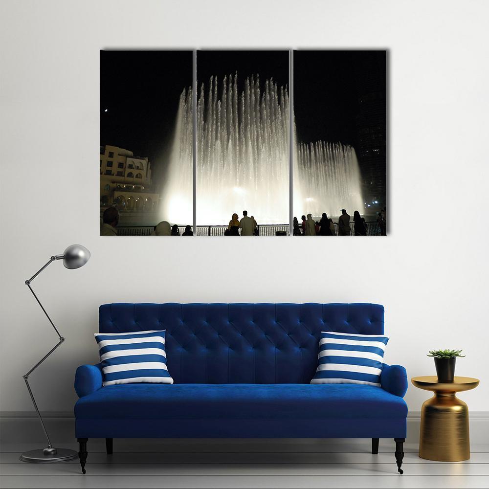 Fountains In Dubai Canvas Wall Art-3 Horizontal-Gallery Wrap-37" x 24"-Tiaracle