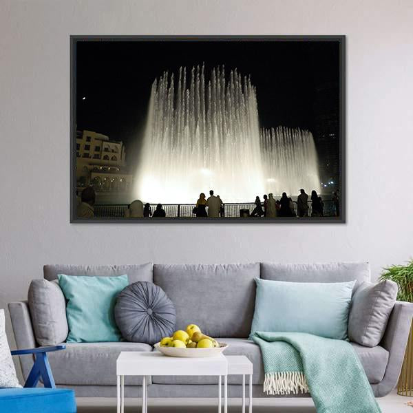 Fountains In Dubai Canvas Wall Art-3 Horizontal-Gallery Wrap-25" x 16"-Tiaracle