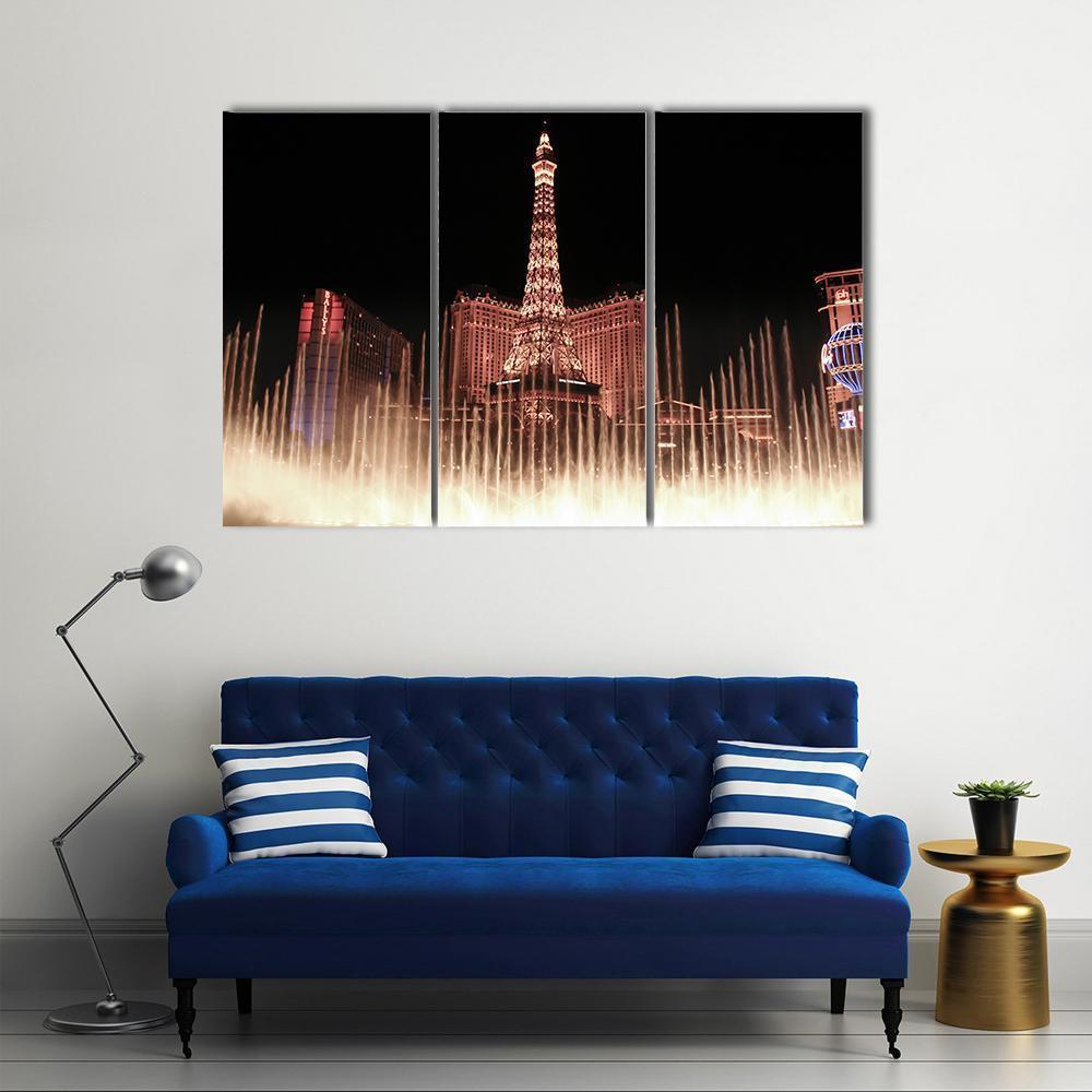 Fountains Of Bellagio Canvas Wall Art-3 Horizontal-Gallery Wrap-37" x 24"-Tiaracle