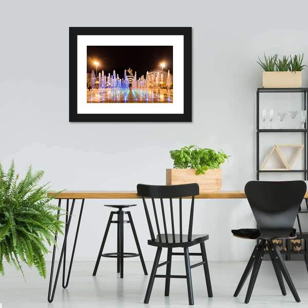 Fountains Of Square Macedonia Canvas Wall Art-3 Horizontal-Gallery Wrap-25" x 16"-Tiaracle