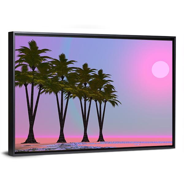 Four Palm Trees Canvas Wall Art-3 Horizontal-Gallery Wrap-25" x 16"-Tiaracle