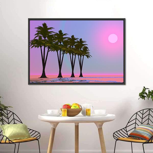 Four Palm Trees Canvas Wall Art-3 Horizontal-Gallery Wrap-25" x 16"-Tiaracle