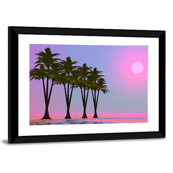 Four Palm Trees Canvas Wall Art-3 Horizontal-Gallery Wrap-25" x 16"-Tiaracle