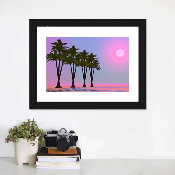 Four Palm Trees Canvas Wall Art-1 Piece-Framed Print-20" x 16"-Tiaracle