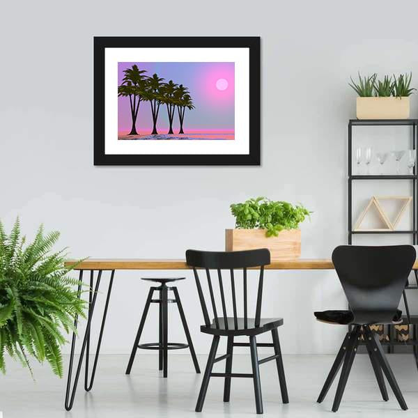 Four Palm Trees Canvas Wall Art-3 Horizontal-Gallery Wrap-25" x 16"-Tiaracle
