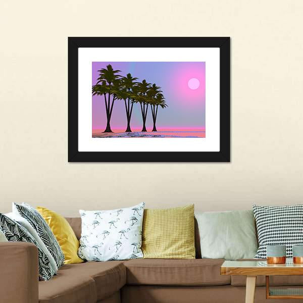 Four Palm Trees Canvas Wall Art-3 Horizontal-Gallery Wrap-25" x 16"-Tiaracle