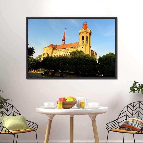 Frere Hall Karachi Canvas Wall Art-3 Horizontal-Gallery Wrap-25" x 16"-Tiaracle