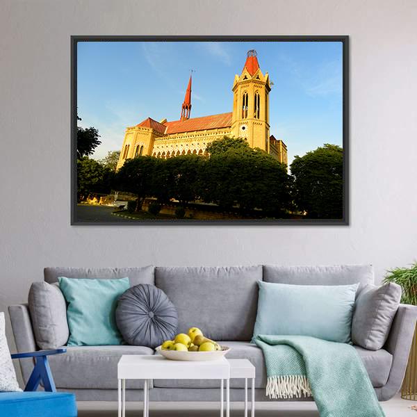 Frere Hall Karachi Canvas Wall Art-3 Horizontal-Gallery Wrap-25" x 16"-Tiaracle