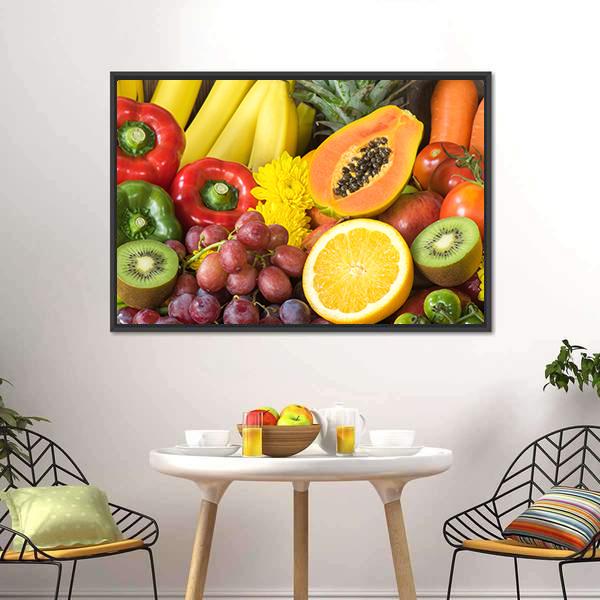 Fresh Fruits And Vegetables Canvas Wall Art-3 Horizontal-Gallery Wrap-25" x 16"-Tiaracle