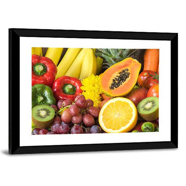 Fresh Fruits And Vegetables Canvas Wall Art-3 Horizontal-Gallery Wrap-25" x 16"-Tiaracle