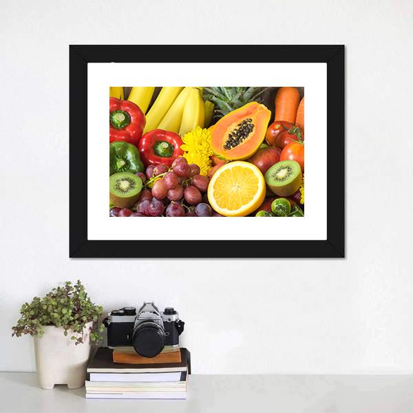 Fresh Fruits And Vegetables Canvas Wall Art-3 Horizontal-Gallery Wrap-25" x 16"-Tiaracle