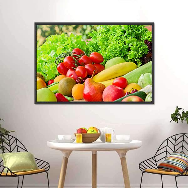 Fresh Fruits & Vegetables Canvas Wall Art-3 Horizontal-Gallery Wrap-25" x 16"-Tiaracle