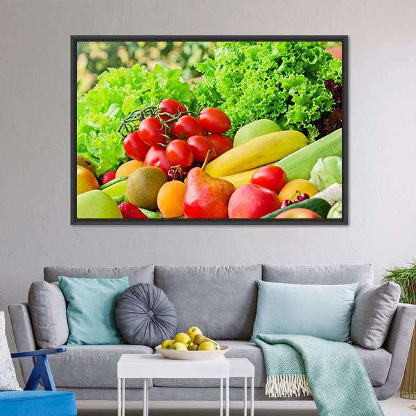 Fresh Fruits & Vegetables Canvas Wall Art-3 Horizontal-Gallery Wrap-25" x 16"-Tiaracle