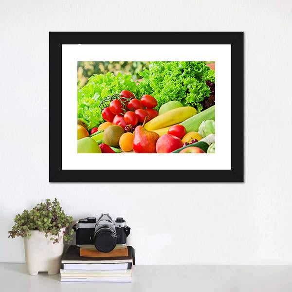 Fresh Fruits & Vegetables Canvas Wall Art-1 Piece-Framed Print-20" x 16"-Tiaracle