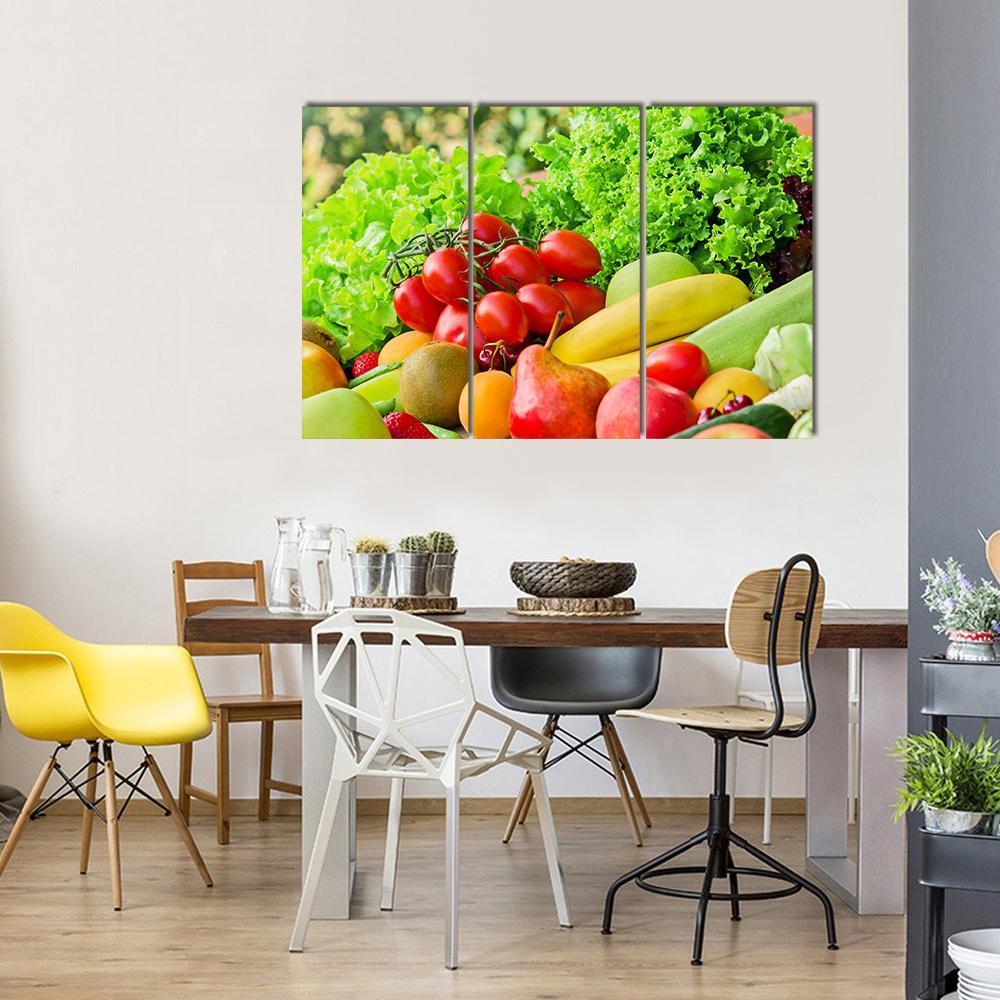 Fresh Fruits & Vegetables Canvas Wall Art-3 Horizontal-Gallery Wrap-37" x 24"-Tiaracle