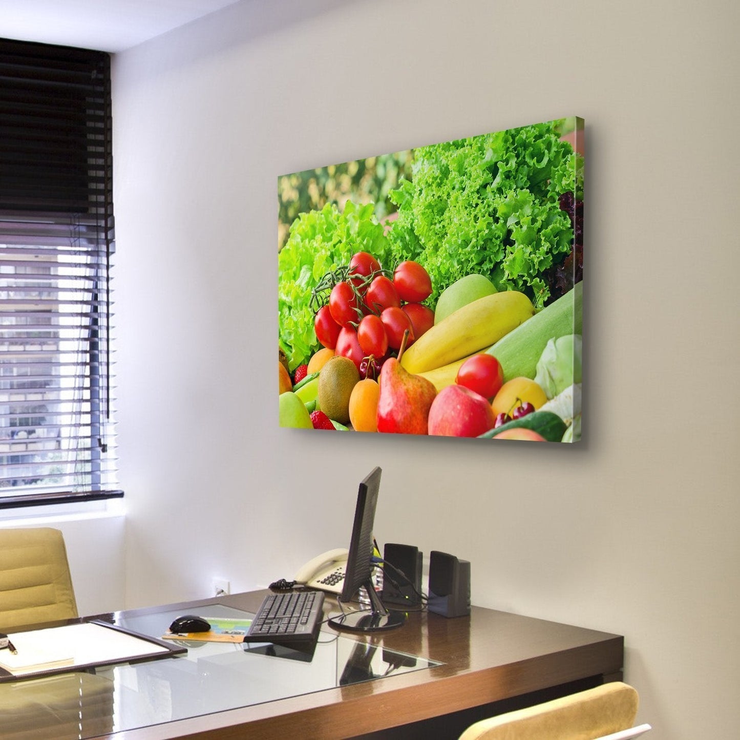 Fresh Fruits & Vegetables Canvas Wall Art-3 Horizontal-Gallery Wrap-25" x 16"-Tiaracle