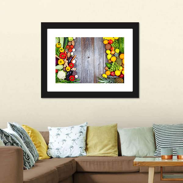 Fresh Vegetables And Fruit Canvas Wall Art-3 Horizontal-Gallery Wrap-25" x 16"-Tiaracle