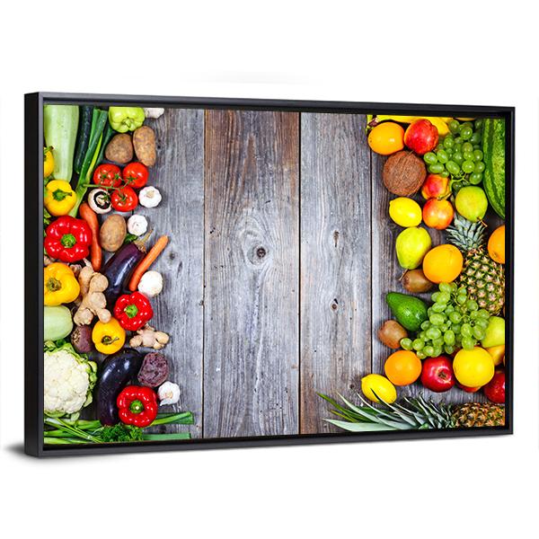 Fresh Vegetables And Fruit Canvas Wall Art-3 Horizontal-Gallery Wrap-25" x 16"-Tiaracle