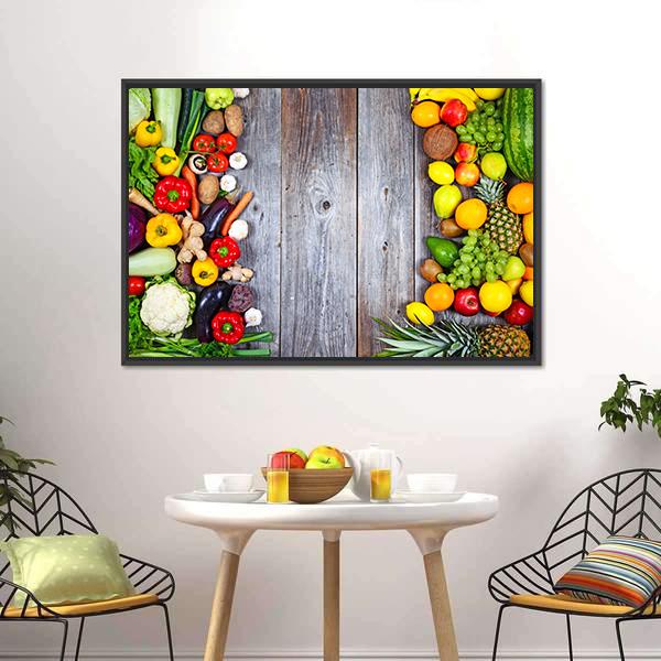 Fresh Vegetables And Fruit Canvas Wall Art-3 Horizontal-Gallery Wrap-25" x 16"-Tiaracle