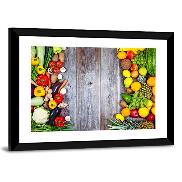 Fresh Vegetables And Fruit Canvas Wall Art-3 Horizontal-Gallery Wrap-25" x 16"-Tiaracle