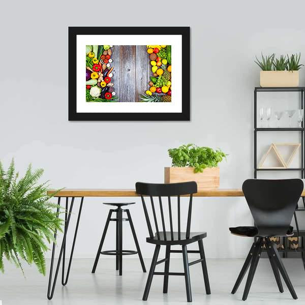 Fresh Vegetables And Fruit Canvas Wall Art-3 Horizontal-Gallery Wrap-25" x 16"-Tiaracle