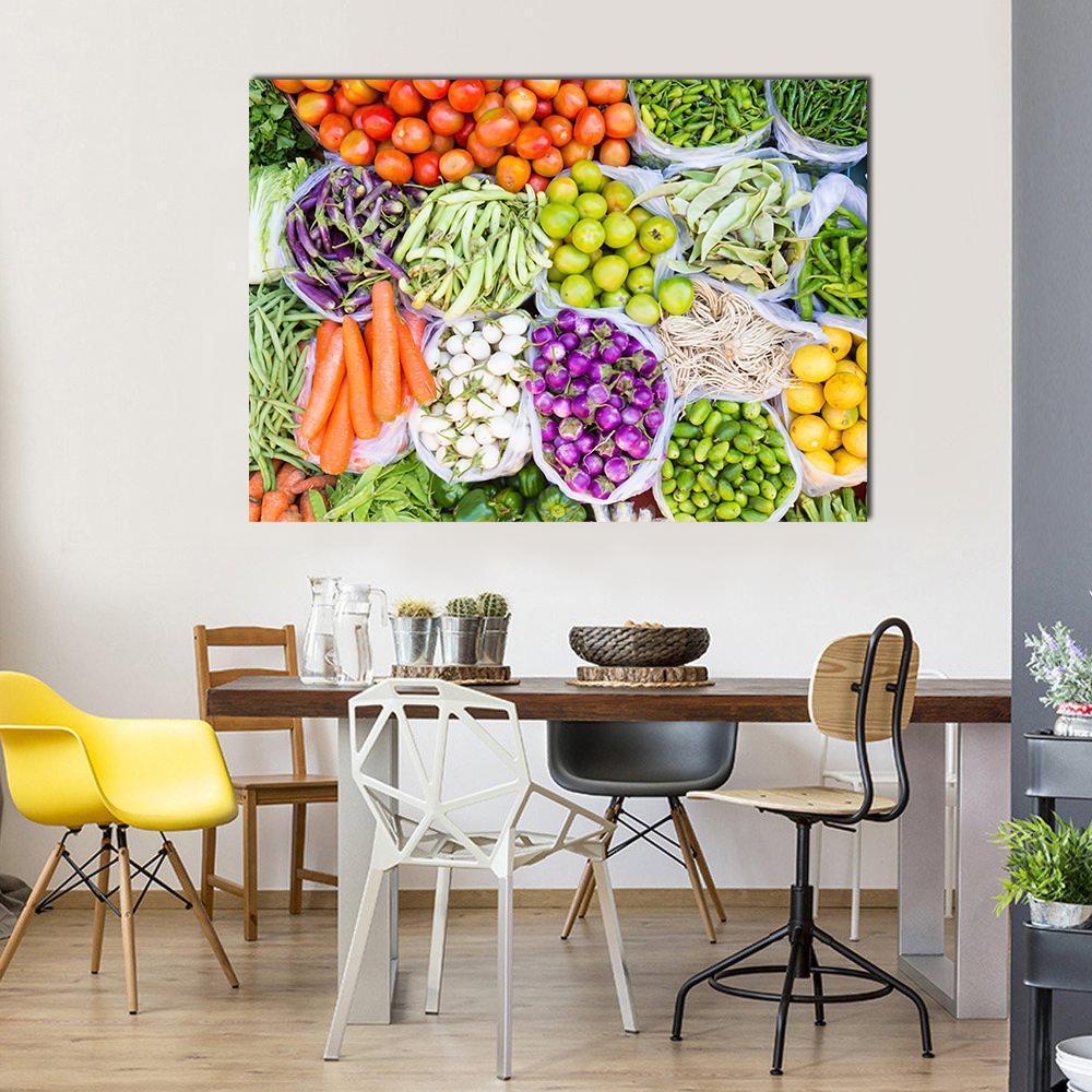 Fresh Vegetables Canvas Wall Art-1 Piece-Gallery Wrap-48" x 32"-Tiaracle