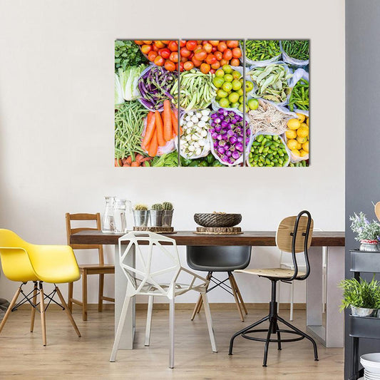 Fresh Vegetables Canvas Wall Art-3 Horizontal-Gallery Wrap-37" x 24"-Tiaracle