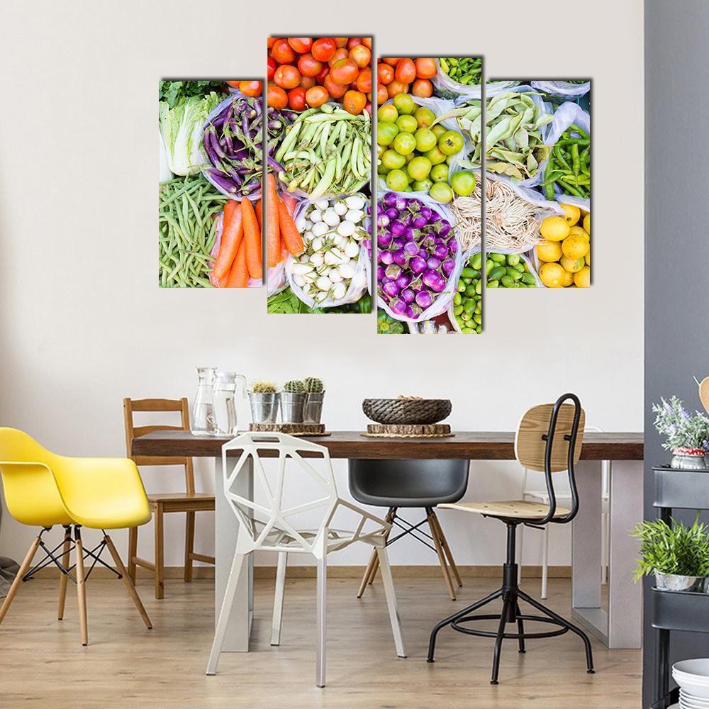 Fresh Vegetables Canvas Wall Art-4 Pop-Gallery Wrap-50" x 32"-Tiaracle