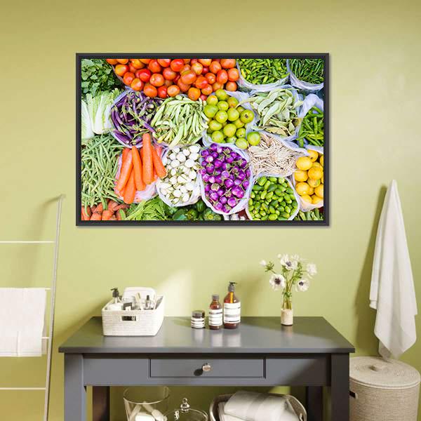 Fresh Vegetables Canvas Wall Art-1 Piece-Floating Frame-24" x 16"-Tiaracle