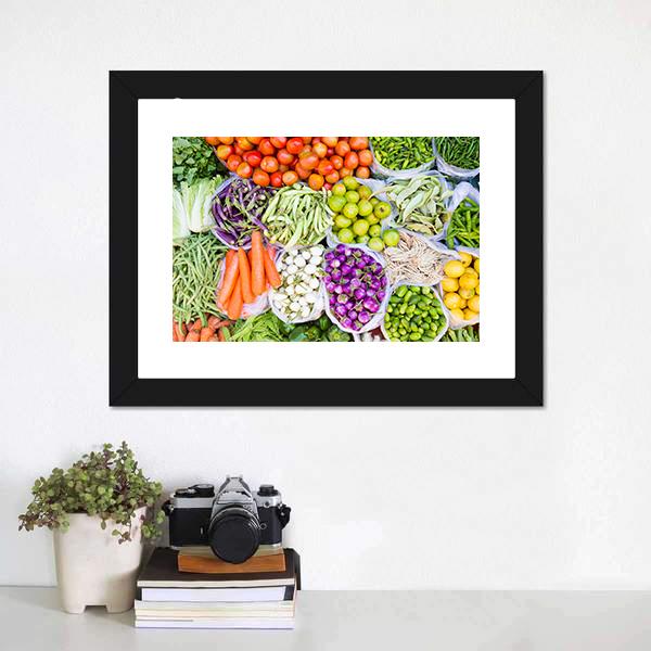 Fresh Vegetables Canvas Wall Art-1 Piece-Framed Print-20" x 16"-Tiaracle